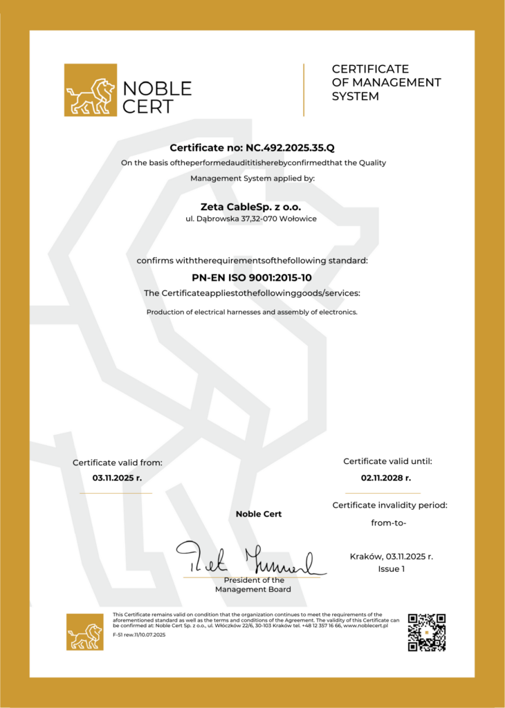 Certyfikat systemu zarządzania jakością PN-EN ISO 9001_ENG